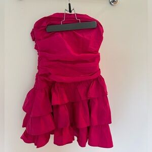 Hello Molly mini hot pink ruffle dress. Size S. Never worn with tags.